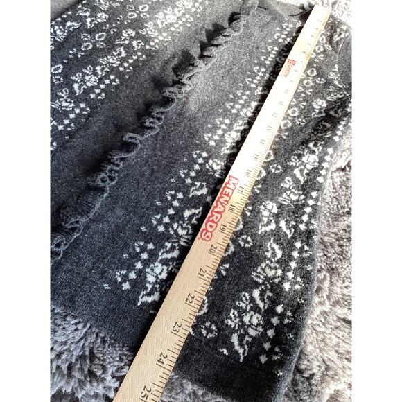 Sundance Anya Nordic Fair Isle Ruffled Wool Cardigan Sweater Black White Small - Picture 9 of 10